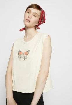 Rag & Bone BUTTERFLY CROPPED MUSCLE WHITE LABEL - Print T-shirt - White -rag & bone Shop 133860b870e643c1977fc7e49a7ee51f
