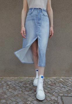 Rag & Bone LIQUID MIRAMAR MIDI SKIRT - A-line Skirt - Blue Denim -rag & bone Shop 1c5d5bdd34e240dfaac3123c9669385b