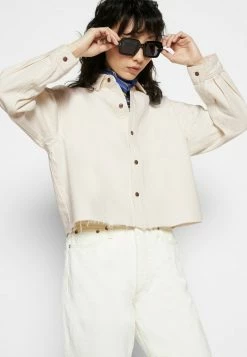 Rag & Bone CROP OVERSIZED SHIRT - Button-down Blouse - Ecru -rag & bone Shop 31368d4f72ba402c93c015eb19b2a5a0