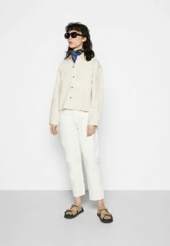 Rag & Bone CROP OVERSIZED SHIRT - Button-down Blouse - Ecru -rag & bone Shop 6032c809c869476b948ec5c25ca9b083