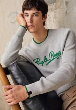 Rag & Bone VARSITY GRAPHIC CREW - Jumper - Grey -rag & bone Shop 84037973185145319857ebb4a7068dfd