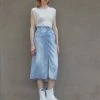 Rag & Bone LIQUID MIRAMAR MIDI SKIRT - A-line Skirt - Blue Denim