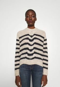 Rag & Bone MIA STRIPED CABLE - Jumper - Wheat