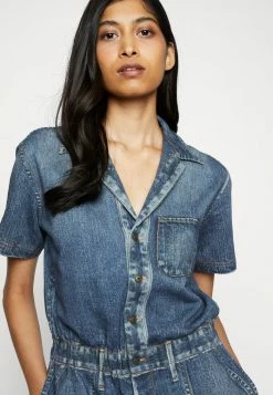 Rag & Bone MIRAMAR ROMPER - Jumpsuit - Blue Denim -rag & bone Shop d7eaf5e09ee94241ada101482dae69c4