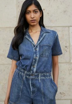 Rag & Bone MIRAMAR ROMPER - Jumpsuit - Blue Denim -rag & bone Shop d9e88240eb3d4ab7a3fe65b57eadc631